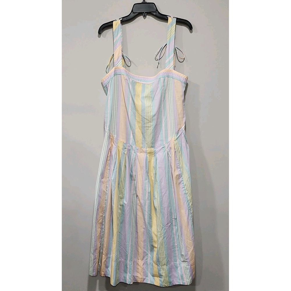 Free People NWT Dress Womens L‎ Sundress Midi Pastel Combo C8130 Sleeveless New